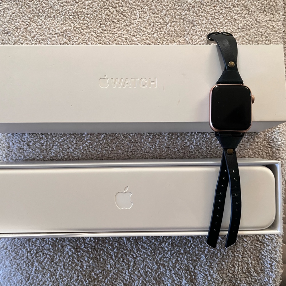Apple Smartwatch with Black Leather Band